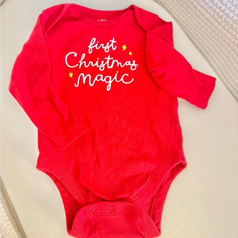 Old Navy Red 'First Christmas Magic' Baby Bodysuit